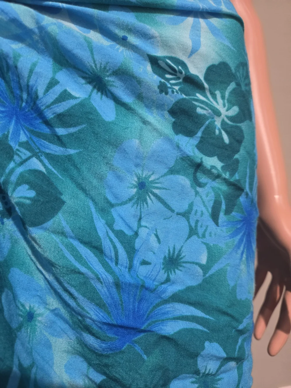 Hibiscus Collection Hawaii Blue Tropical Floral Rayon Sarong Wrap Pareo